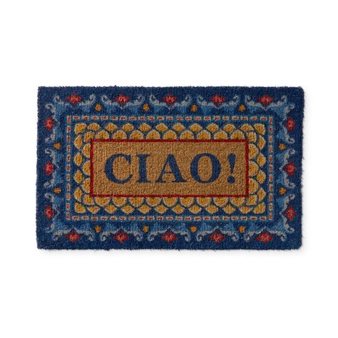 Sicily Door Mat | Williams Sonoma Italian Greetings, Table Setting Inspiration, Halloween Door Mat, French Stripes, Coir Mat, Postcard Art, Coir Doormat, Welcome Mat, Outdoor Door Mat