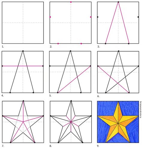 Easy How to Draw a Star Tutorial and Star Coloring Page How To Draw A 3d Star, Drawing A Star Step By Step, Star Drawing Tutorial, How To Draw Stars Easy, Star Drawing Step By Step, How To Draw A Perfect Star, How To Draw A Star Step By Step, How To Make Star, Stars Painting Easy