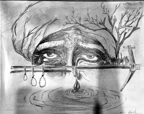 Farmer pencil art Save Water Drawing, Save Earth Drawing, Save Water Poster Drawing, Farmer Painting, Buddhist Art Drawing, Drawing Competition, Pencil Sketch Drawing, Pencil Sketch Images, Indian Art Gallery