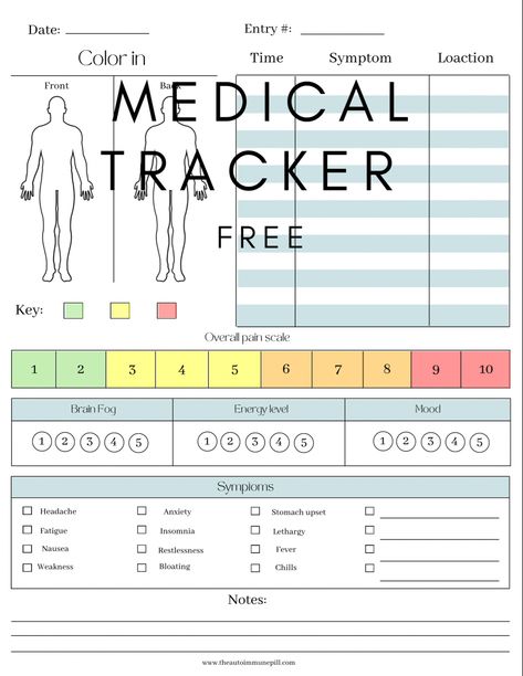 Free symptom tracker printable Symptom Tracker Printable Free, Medication Tracker Printables Free, Health Planner Free, Chronic Illness Journal, 2024 Journaling, Symptom Tracker Printable, Health Tracker Printable, Symptom Journal, Pain Tracker