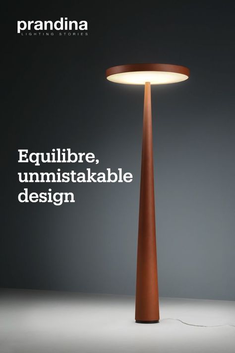 Equilibre is a unique collection characterized by a design that can assume the leading role in the most diverse and unusual projects. This 2 meter high floor lamp owes its name to the subtle balance between the tapered stem and the large circular diffuser. Available in the floor, pendant and ceiling versions, this versatile lamp is able to meet every project requirements, indoor and outdoor. Formal Balance, Unusual Lamps, Floor Ceiling, Wall Lighting, Wall Light Fixtures, Lighting Collections, Floor Lamps, The Goal, Lighting Fixtures