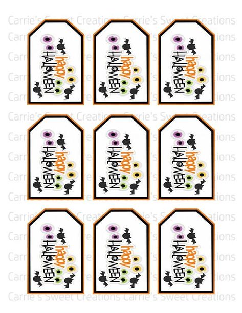 Happy Halloween Gift Tags Printable Cookie Tags Bag Tags | Etsy Halloween Tags For Treat Bags, Boo Grams, Periodic Table Printable, Halloween Labels Printable, Peter Pans, Printable Halloween Tags, Halloween Treat Tags, Cookie Tags, Halloween Gift Tags