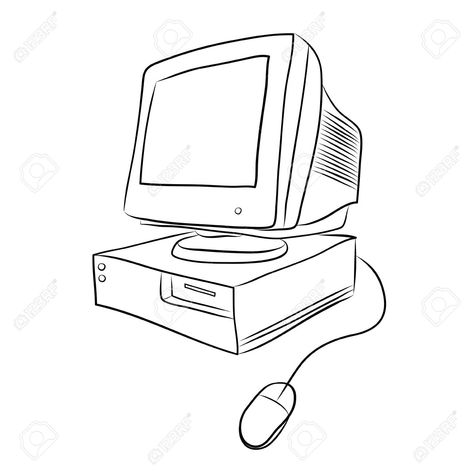 Old Computer Drawing, Computer Doodle, Laptop Sketch, Object Sketches, Computer Tattoo, Computer Sketch, Sto Nino, Macintosh Computer, Tattoo 2024