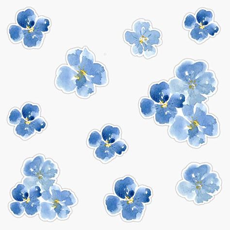 Blue Flowers Stickers, Art Cupboard, Papel Vintage, Anime Sticker, Vinyl Bumper Stickers, Cute Laptop Wallpaper, Flower Stickers, Blue Aesthetic Pastel, Scrapbook Stickers Printable