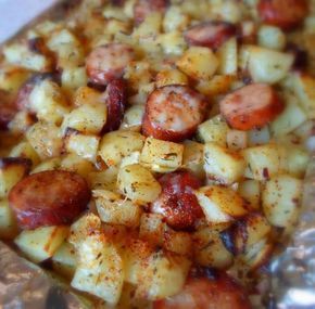 Roasted Smoked Sausage And Potatoes, Smoked Sausage And Potatoes, Smoked Sausage And Potato Recipe, Polish Sausage Recipes, Potatoes And Sausage, Sausage And Potato Bake, Sausage And Potatoes, Smoked Sausage Recipes, Sausage Dinner