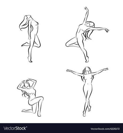 Dancing woman vector image on VectorStock Dancing Poses Drawing, Ballet Tattoos, Dancing Sketch, Dancer Tattoo, Dancing Drawing, Dance Tattoo, Dancing Woman, Woman Vector, Dancing Drawings