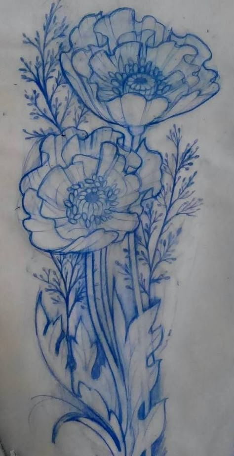 Fleurs Art Nouveau, Kunst Tattoos, Poppies Tattoo, Tattoo Desings, Flower Sketches, Trendy Flowers, Flower Tattoo Designs, Trendy Tattoos, Tattoo Design Drawings