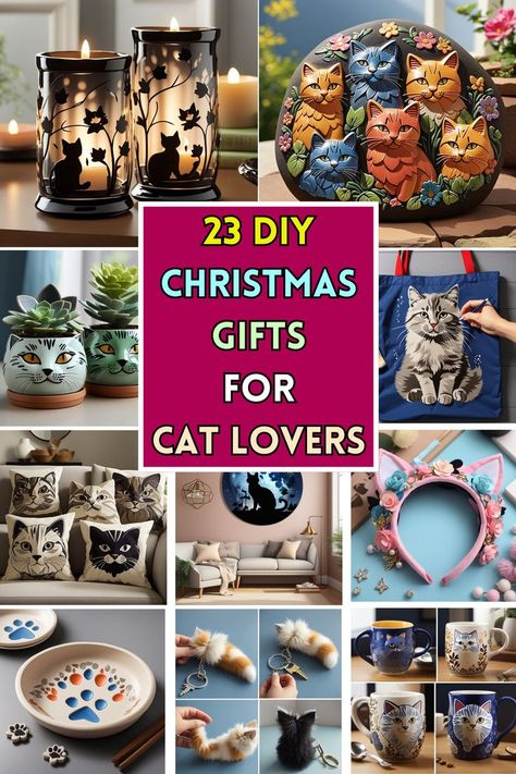 23 DIY Christmas Gifts for Cat Lovers Cat Ornaments Diy Homemade Christmas, Cat Safe Christmas Decorations, Cat Gifts Diy, Christmas Presents For Cats, Gift Ideas For Cat Lovers, Cat Diy Crafts, Diy Christmas Gift Ideas, Crazy Cat Lady Gifts, Gifts For Animal Lovers