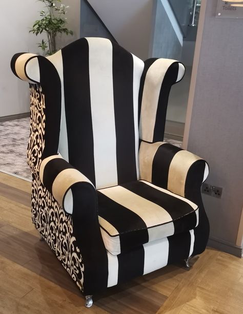 Black And White Chair, Rolling Chair, Striped Chair, Hot Seat, The Lobby, Black Chair, White Chair, High Back Chairs, Habitat For Humanity