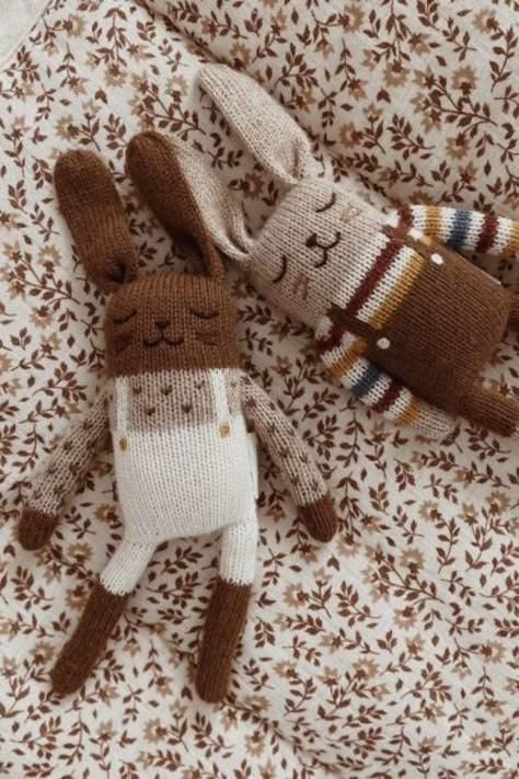 Hasi "Ecru Overalls" #knittedtoys #handmadeideas #knittedtoysfreepatternsteddybears #knittedtoysfreepatternsgolliwog Beige Jumper, Knitted Bunny, Cream Bodysuit, Tiny Hands, Sweet Cream, Knitted Animals, Floppy Ears, Toy Brand, Tiny Hand