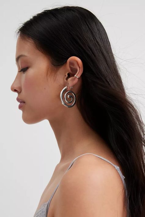 All Jewelry | Urban Outfitters Swirly Earrings, Experiential Retail, Empire Records, Thick Hoop Earrings, Uo Home, University Of Pennsylvania, Swirl Earrings, Collage Ideas, Big Earrings