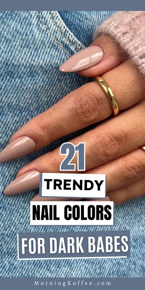 Looking for the perfect nail color to complement your dark skin tone? Get inspired by these 21 stunning shades that will make your hands stand out. From the timeless elegance of deep reds to the playful charm of pastel pinks, there's a color for every mood and occasion. Whether you're dressing up for a special event or just want to add a splash of color to your everyday look, these nail colors are sure to inspire and impress. Cute Spring Nail Ideas, Trendy Nail Colors, Perfect Nail Color, Nail Colors For Dark Skin, Easy Summer Nails, Nail Polish Spring, Nail Ideas Christmas, Best Nail Colors, Christmas Nails Simple