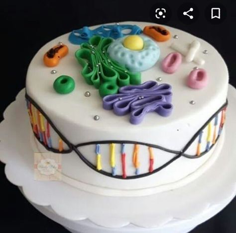 Biology Birthday Cakes, Biology Cake Ideas, Dna Cake, Biology Party, Biology Cake, Plant Cell Cake, Cell Cake, Science Cake, Doctor Cake