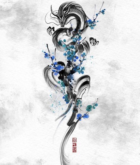 Black Dragon Tattoo, Dragon Tattoo Art, Dragon Tattoo For Women, Japanese Art Prints, Dragon Tattoo Designs, Tattoo Style Drawings, Tattoo Design Book, Japanese Tattoo Art, Spine Tattoos