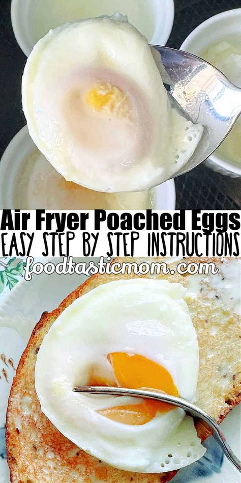 Air Fryer Poached Egg Recipes, Air Fryer Poached Eggs, Poached Eggs In Airfryer, Poached Egg In Air Fryer, Airfryer Poached Eggs, Air Fryer Poached Eggs Easy, Poached Eggs In Ninja Foodi, Healthy Poached Egg Breakfast, Eggs On Toast Air Fryer