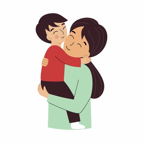 Mom hugs her son. Mother and child. Motherhood and parenting. Mother's Day. Son Drawing, Mother And Son, Psychology Books, Mother And Child, Cute Stickers, Mother’s Day, Vector Art, Mothers Day, Ash