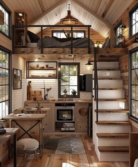 Tiny Houses and Affordable Homes | Amazing tiny house  | Facebook Tiny House Design Trailers, Vertical Tiny House, One Room House Design Tiny Homes, Tiny Home Cottagecore, Tiny Home Tree House, Tiny Home Cabins, Small Apartment Exterior Design, Tiny House Design Loft, Tiny Two Story House