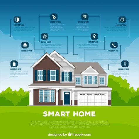 Smart home background with device Free Vector Technology House, Home Background, Iot Projects, Smart House, Smart Home Control, Smart Home Design, Smart Home Automation, Smart Home Technology, Technology Background