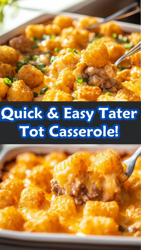 Quick Tater Tot Casserole, How To Make Tater Tot Casserole, Tatie Tot Hot Dish, Tarot Tot Hot Dish, Casserole Tater Tot Recipes, Tater Tot Enchilada Casserole, Easy Cheesy Tater Tot Casserole, Small Tater Tot Casserole, Tartar Tot Casserole