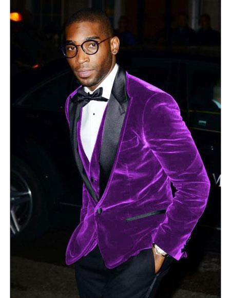 Mens Velvet Blazers for Sale  #MensVelvetBlazer #VelvetJacket #Blazer #VelvetSportCoat #SportCoat #OneButtonTuxedo #MensBlazer #PartyWare #ShopNow #Mensitaly Purple Prom Suit, Mens Dinner Jacket, Designer Tuxedo, Velvet Dinner Jacket, Tuxedo Colors, Homecoming Suits, Velvet Tuxedo, Purple Blazers, Formal Tuxedo