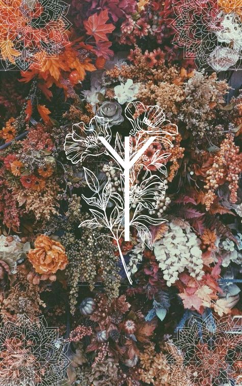 Flowers, protection, rune, Viking, witchy, Mandala Viking Rune Wallpaper, Norse Phone Wallpaper, Witchy Lockscreen Wallpaper, Vikings Aesthetic Wallpaper, Norse Pagan Wallpaper, Viking Flowers, Viking Aesthetic Wallpaper, Rune Artwork, Pagan Aesthetic Wallpaper