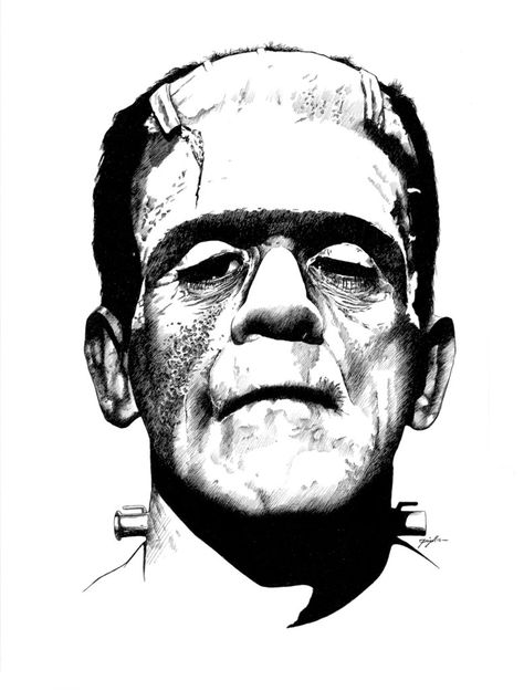 Frankenstein Tattoo, Drawing Techniques, Frankenstein, Halloween Fun, Batman, Print Design, Male Sketch, Historical Figures, Deviantart