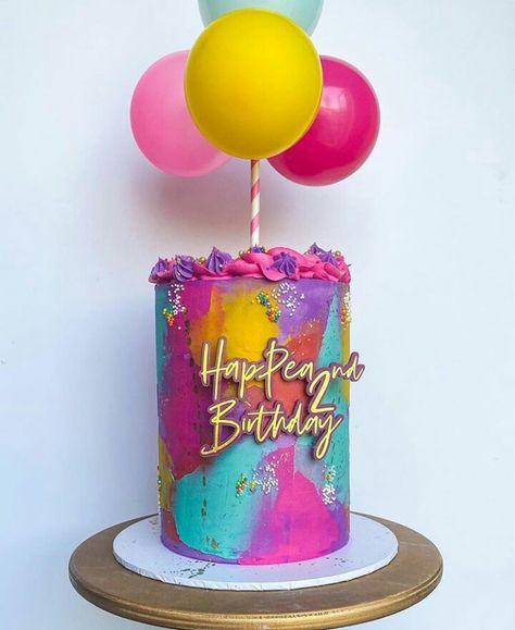 Bright Buttercream Cake, Fiesta Birthday Cake Ideas, Colourful Cake Designs, Bright Cake Ideas, Colourful Cake Ideas, Colorful Cakes Birthday, Colourful Birthday Cake, Cakes For Girls Birthday, Bright Birthday Cakes