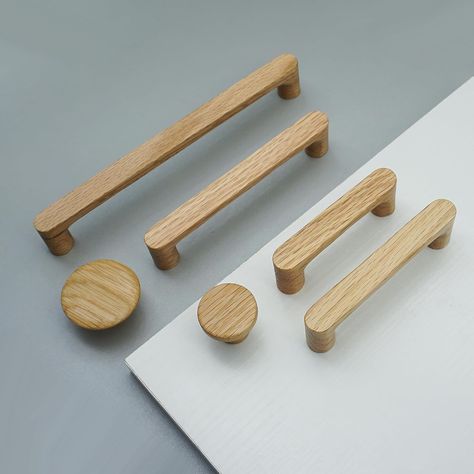 MFYS 3.78" White Oak Wood Drawer Pulls Handes Rustic Cabinet Pulls Handles Wood Dresser Knob Kitchen Furniture Hardware (3-3/4" Hole to Hole) - Amazon.com Bnb Decor, Wooden Drawer Pulls, Diy Home Office, Cabinet Drawer Handles, Solid Wood Kitchens, Minimal Kitchen, Kitchen Pulls, Úložný Box, Solid Wood Cabinets