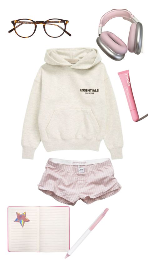 Glasses Png Aesthetic, Pink Aesthetic Outfits, Rhode Aesthetic, Glasses Png, Light Pink Hoodie, Essentials Hoodie, Png Aesthetic, Aesthetic Fits, Hoodie Outfit