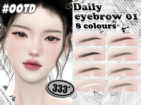 Sims Custom Content Makeup, Sims 4 Thick Eyebrows, Sims Cc Face Shape, The Sims 4 Cc Skin Details Korean, Skin Sims4 Cc, Sims 4 Cc Eyebrows Female, Sims 4 Cc Body Skin Overlay, Sims 4 Cute Makeup, Sims 4 Kpop Makeup