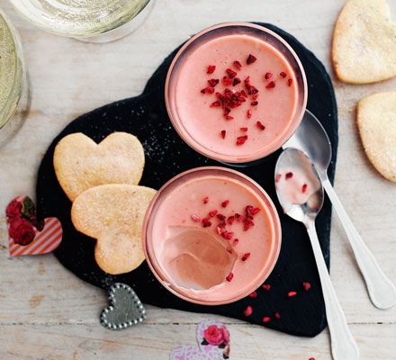 The dryness of your chosen fizz works well with the delicate sweetness of this impressive posset Posset Recipe, Raspberry Champagne, Valentines Baking, Valentine Desserts, Valentine Dinner, Shortbread Recipes, Valentines Day Desserts, Cheese Bites, Valentine's Day Quotes