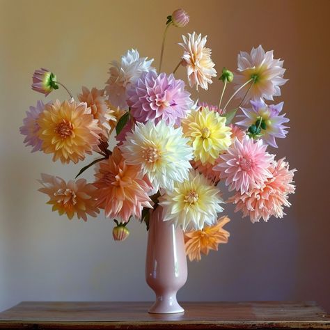 Dahlias for Cut Flowers: 20 Inspirational Dahlia Flower Arrangements Flower Arrangements Dahlias, Dahlia Arrangements Simple, Dalias Flowers, Dahlia Display, Large Dahlia Arrangement, Dahlia Flower Bouquet, Dahlia Growing, Daliah Flower, Dahlia Arrangements