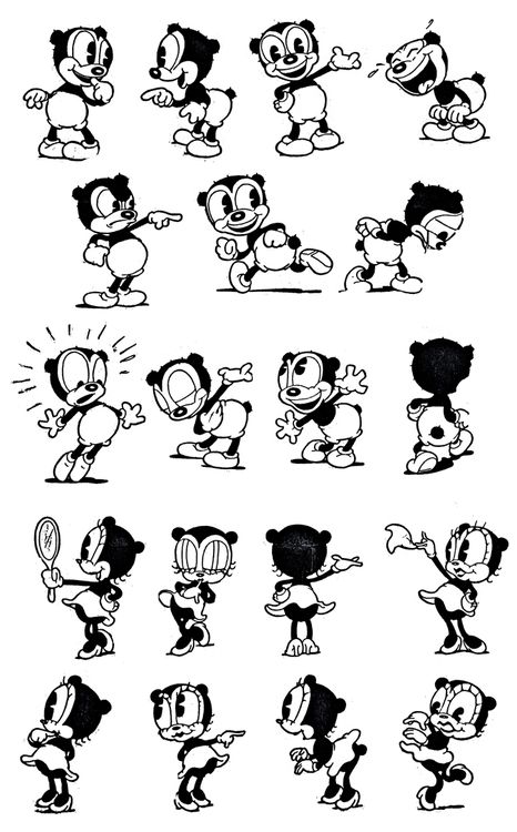 Cubby Bear & Honey from Rubber Hose Animation Blog. Rubber Hose Animation Style, Inkblot Cartoon Style, Rubber Hose Cartoon Style, Rubber Hose Character, Rubber Hose Tattoo, 1920 Cartoon, Fleisher Studios, Rubber Hose Animation, Rubber Hose Cartoon