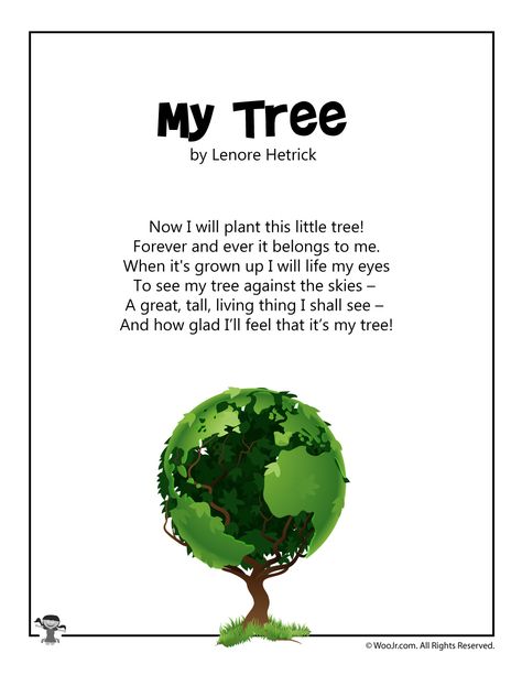 My Tree Arbor Day Poem | Woo! Jr. Kids Activities Tree Poems Preschool, Tree Day Activities For Kids, Family Poems For Kids, Poem About Environment, Arbor Day, Poem On Environment, The Tree Poem, Tree Poems Life, Poem On Trees