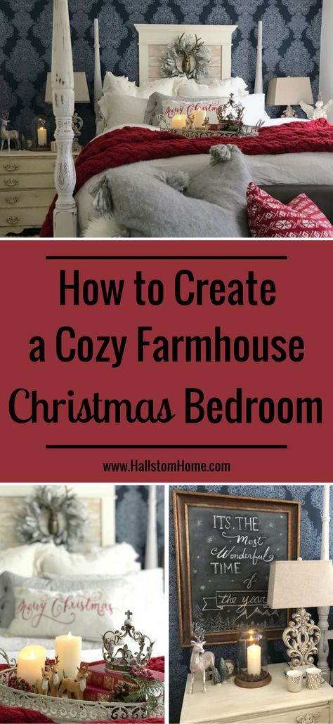 Christmas Decor Ideas Simple, Lakehouse Remodel, Bedroom Christmas Decor Ideas, Christmas Bedrooms, Christmas Bedroom Decor, Bedroom Christmas Decor, Farmhouse Bedrooms, Bedroom Tour, Rustic Bedroom Design