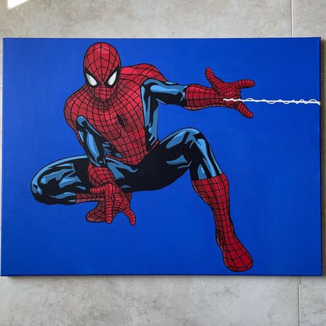 Spiderman Acrylic Painting, Spiderman Painting On Canvas, Small Wall Painting, Spiderman Bedroom, Spiderman Canvas, Spiderman Painting, Painting Instagram, Spiderman Drawing, Holidays Ideas