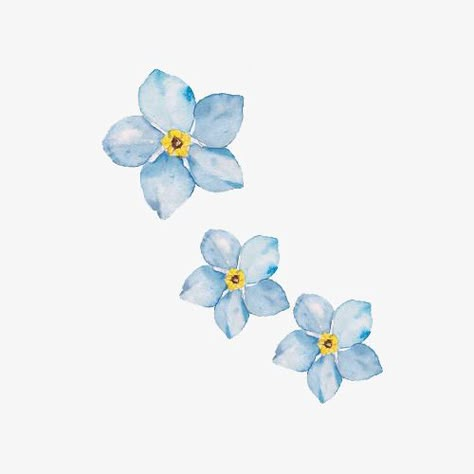 floral Blue Flowers Aesthetic Painting, Small Flowers Watercolor, Blue Flower Drawing Aesthetic, Drawing Blue Flowers, Blue Flowers Drawing Simple, Blue Water Colour Flowers, Hand Painted Stickers, Small Blue Flower Tattoo, Watercolour Blue Flowers