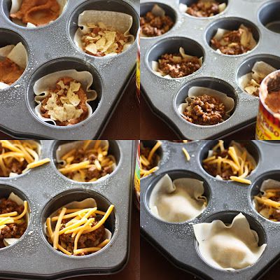 Double Decker Taco Cupcakes - The Girl Who Ate Everything Double Decker Taco, Taco Cupcakes, Savory Cupcakes, Seasoned Ground Beef, Taco Cups, All About Food, Taco Fillings, Muffin Tin Recipes, Wonton Wrappers