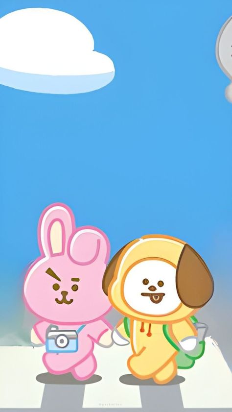 Chimmy And Cooky, Bt21 Wallpaper Kookie, Cookie Bt21, Bt21 Wallpaper, Bts Happy Birthday, Bts Bt21, Chibi Drawings, Bts Drawings, Line Friends