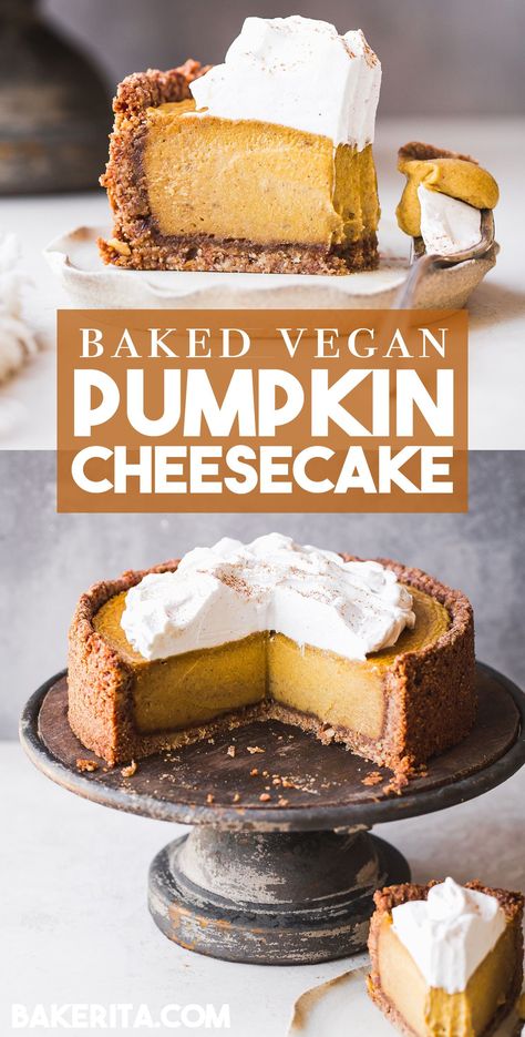 Vegan Pumpkin Cheesecake Recipe, Vegan Pumpkin Cheesecake, Vegan Thanksgiving Dessert, Gluten Free Vegan Recipes Desserts, Vegan Dessert Bars, Vegan Gluten Free Desserts, Pumpkin Cheesecake Recipes, Thanksgiving Desserts Easy, Easy Vegan Dessert