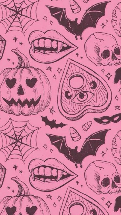 Cute Pink Halloween Wallpaper Iphone, Pink October Background, Pastel Goth Laptop Wallpaper, Pink Halloween Aesthetic Widget, Goth Summer Wallpaper, Black And Pink Halloween Aesthetic, Pink Halloween Prints, Pink And Black Halloween Wallpaper, Grunge Pink Wallpaper