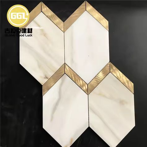 Calacatta Or Pierre Incrustation En Laiton Carrelage Waterjet Cut Mosaïque Pour Décoration Intérieure - Buy Calacatta Gold Stone Inlay Mosaic,Brass Tile Waterjet Cut,Nterior Decoration With Modern Style Product on Alibaba.com Brass Tile, Calacatta Gold, Decor Buy, Stone Inlay, Water Jet, Gold Stone, Contemporary Interior, Interior Decor, Modern Style