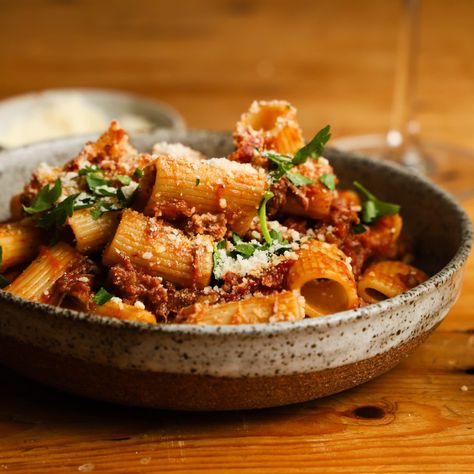 Date Night Lamb Ragu Rigatoni Lamb Ragu Recipe, Thanksgiving Main Dishes, Thanksgiving Mains, Rigatoni Recipes, Lamb Ragu, Bong Bong, Seared Ahi, Beef Skewers, Rigatoni Pasta