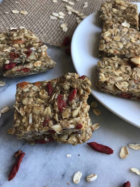 Trail Mix Granola Bars - Erin Lives Whole Gluten Free Dairy Free Oatmeal, Gf Granola Bars, Dairy Free Oatmeal, Trail Mix Granola Bars, Easy Gluten Free Snacks, Whole Recipes, Erin Lives Whole, Chickpea Brownies, Healthy Protein Bars