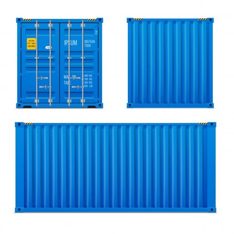 Realistic bright blue cargo container se... | Premium Vector #Freepik #vector #car #box #blue #truck Container Texture, Hot Wheels Storage, Container Shipping, Blue Container, Car Box, Container Terminal, Freight Container, Cargo Container, Blue Truck