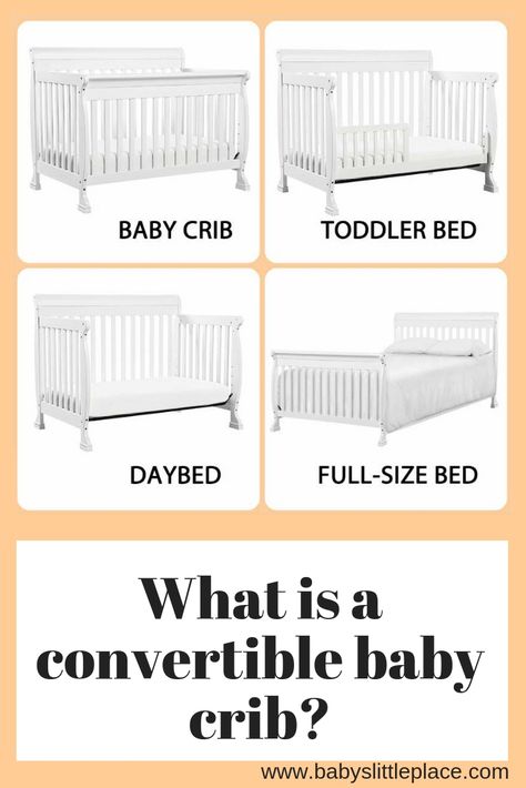 What is a convertible baby crib?   A convertible crib is a baby crib that can convert into one or more bigger beds. You can convert the crib into a toddler bed, daybed and full-size adult bed.  You might have to purchase additional parts, like toddler guardrail or full-size conversion kit, for certain conversions. Some got everything included in the price. Find out everything about convertible cribs in the article.  #convertiblecrib #2in1convertiblecrib #3in1convertiblecrib #4in1convertiblecrib Convertible Crib Toddler Bed, Baby Crib Designs, Crib With Changing Table, Convertible Toddler Bed, Convertible Cribs, Diy Toddler Bed, Baby Crib Diy, Best Baby Cribs, Metal Baby