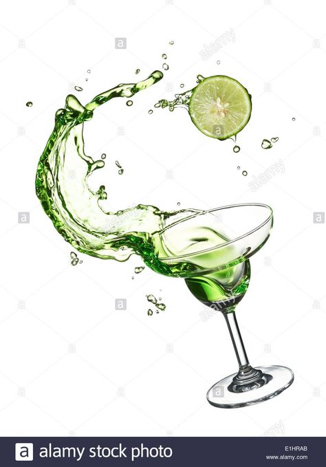 glass of green splashing cocktail with lime Stock Photo Drink Spilling Drawing, Cocktails Clipart, Cocktail Images, Icons For Apps, Sticker Inspo, Cocktail Illustration, Diy Cocktails, Drink Icon, Cocktail Photography