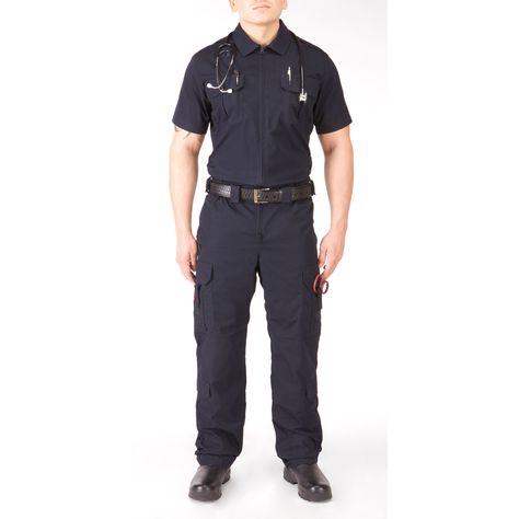 EMT uniform Paramedic Uniform, Emt Uniform, Uniform Accessories, Military Outfit, Paramedic, Navy Shirt, Jumpsuit Fashion, Cool Boots, Tactical Gear