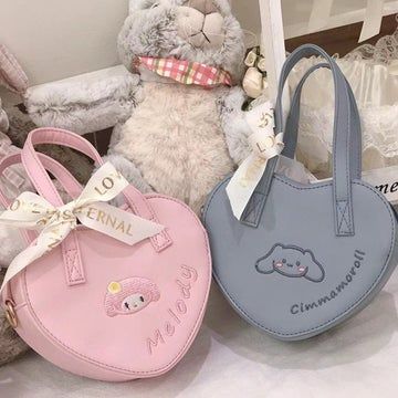 Kawaii Bags, Hello Kitty Kuromi, Cartoon Bag, Kuromi Cinnamoroll, Dog Backpack, Cartoon Embroidery, Embroidery Bags, Cute Love Cartoons, Purple Bags