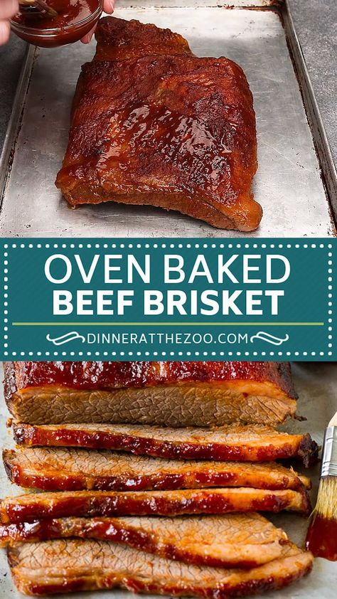 Beef Brisket Recipe - Dinner at the Zoo Oven Beef Brisket Recipes Pioneer Woman, Barbecue Meals Dinners, Bbq Beef Brisket Recipes Oven, Boneless Beef Brisket Recipes, Brisket Roaster Oven, Brisket Recipes Videos, Baking A Brisket In The Oven, Oven Baked Beef Brisket, Oven Cooked Brisket Recipes